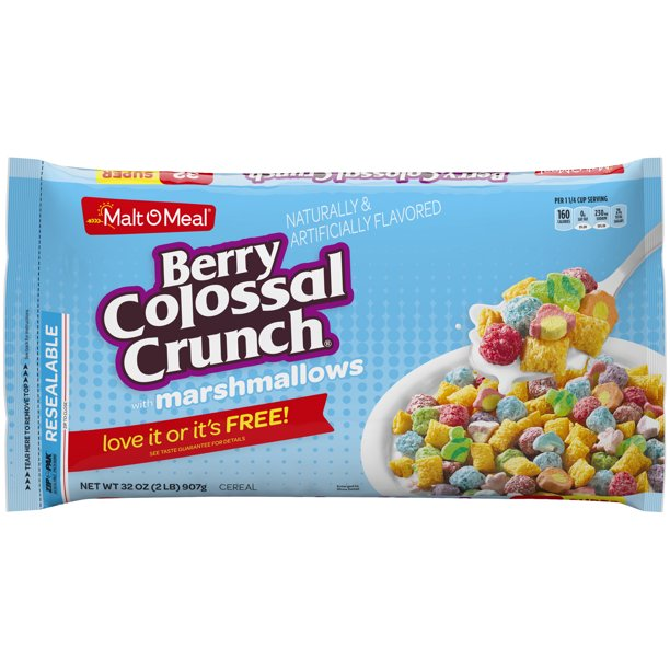 Malt-O-Meal Berry Colossal Crunch® with Marshmallows Bagged Cereal (32 oz)