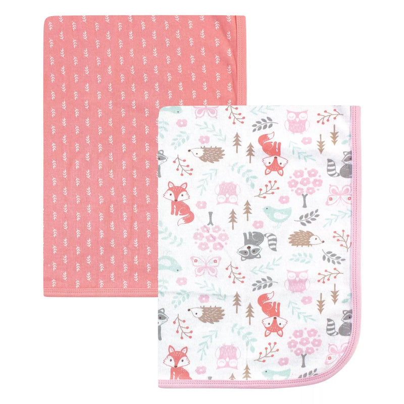 Hudson Baby Infant Girl Cotton Swaddle Blankets, Woodland Fox, One Size