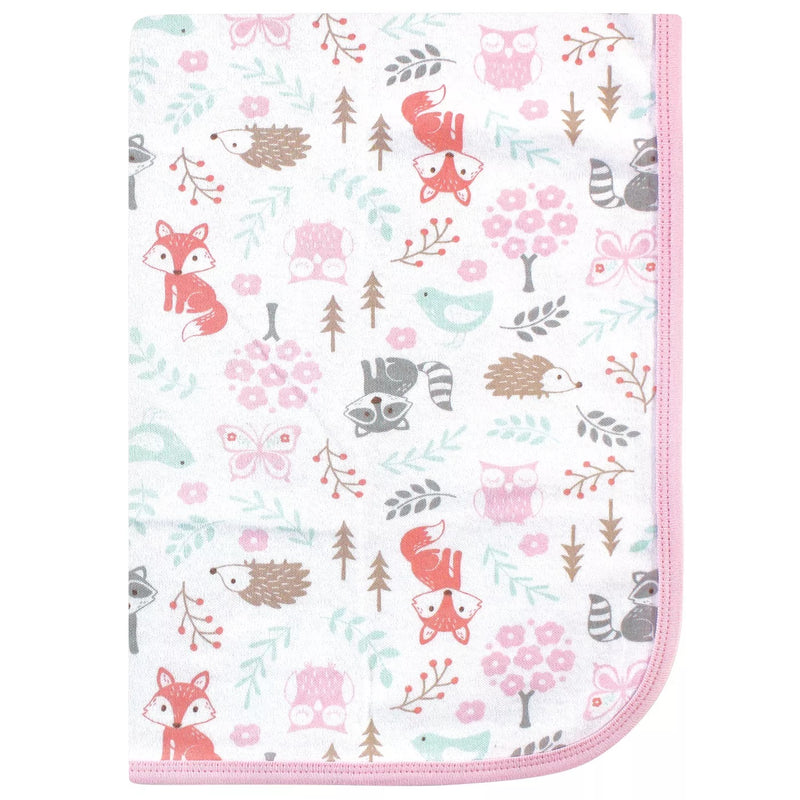 Hudson Baby Infant Girl Cotton Swaddle Blankets, Woodland Fox, One Size