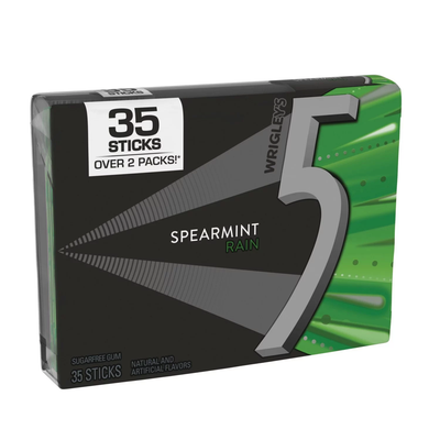 Wrigley's 5 Gum Spearmint Rain Sugar-Free Gum 35 ct 6 pk