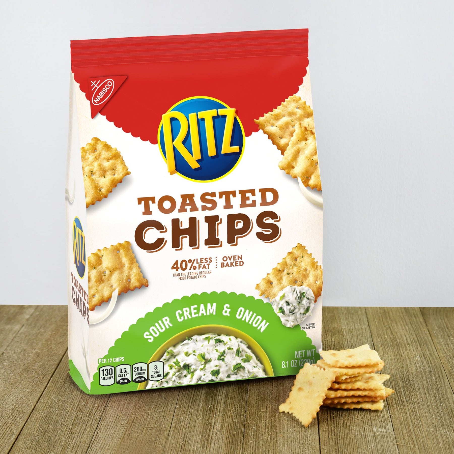 thumbnail image 2 of RITZ Sour Cream & Onion Toasted Chips - 8.1oz Baked Snack Crackers 2 of 13