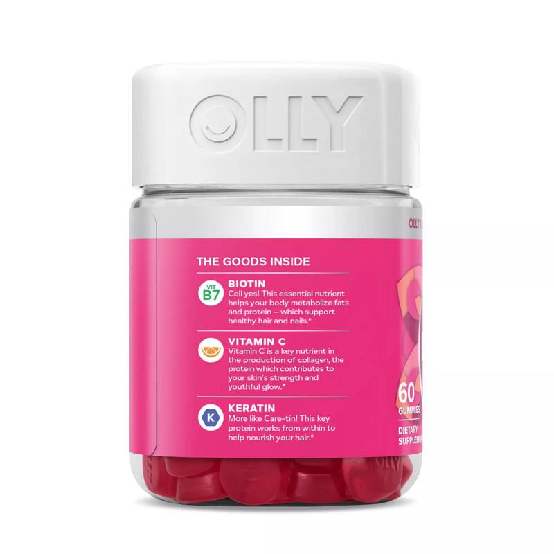 OLLY Undeniable Beauty Multivitamin Gummies for Hair Skin & Nails - Grapefruit Glam (60ct)