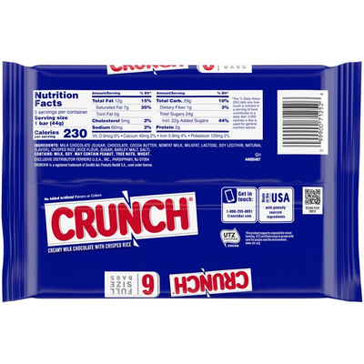 Crunch 100% Real Milk Chocolate Full Size Candy Bars (9.3 oz 6 Ct)