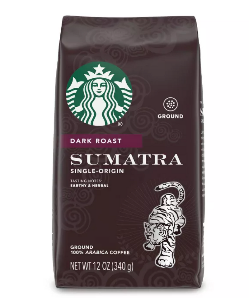 Starbucks Dark Roast Ground Coffee  Sumatra  100% Arabica - 1 bag (12 oz.)