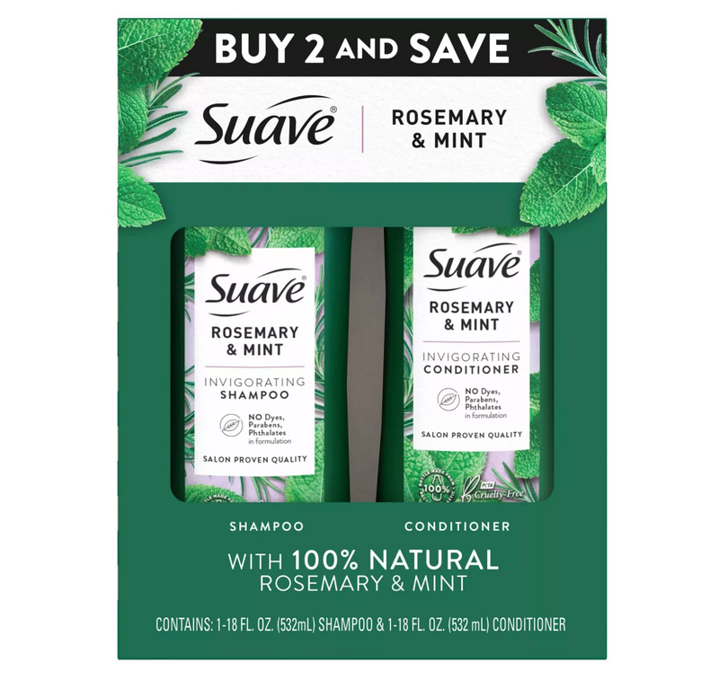 Suave Professionals Invigorating Shampoo and Conditioner for Dry and Damaged Hair Rosemary and Mint 18 fl oz/2ct