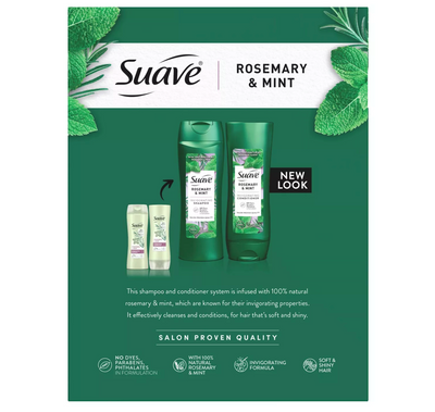 Suave Professionals Invigorating Shampoo and Conditioner for Dry and Damaged Hair Rosemary and Mint 18 fl oz/2ct