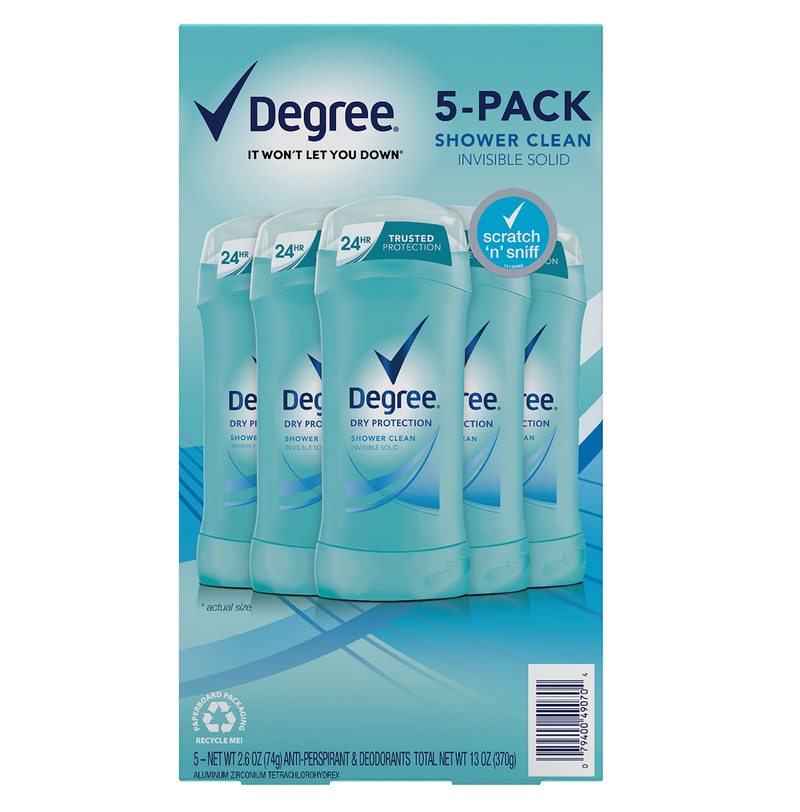 Degree Antiperspirant Deodorant, Shower Jasmine Scent (2.6 oz 5 pk)