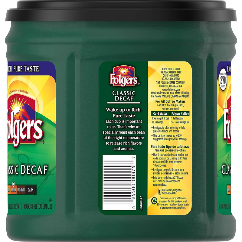 Folgers Decaffeinated Classic Roast Coffee (33.9 oz)