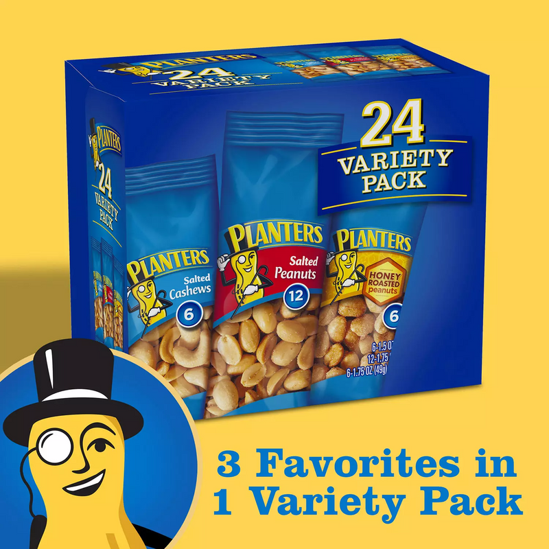 Planters Nuts Cashews and Peanuts Variety Pack (40.5 oz 24 ct)