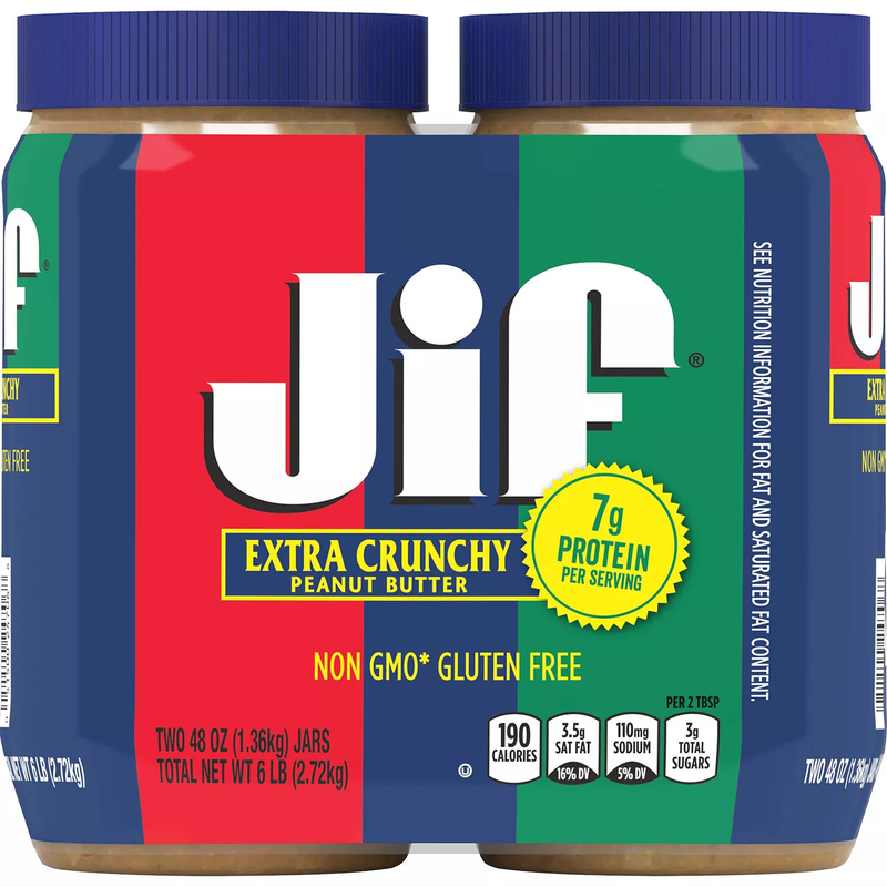 Jif Extra Crunchy Peanut Butter (48 oz 2 pk)