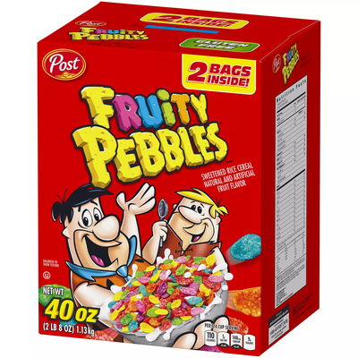 Post Fruity PEBBLES, Gluten Free, Sweetened Rice Cereal (40 oz 2 pk)