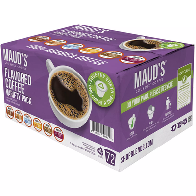 Maud's Gourmet 100% Arabica Flavored Coffee Variety Pack (72 ct)