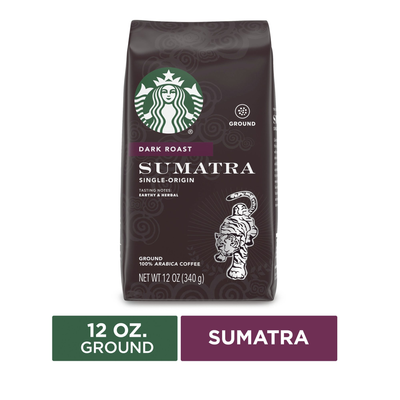 Starbucks Dark Roast Ground Coffee  Sumatra  100% Arabica - 1 bag (12 oz.)